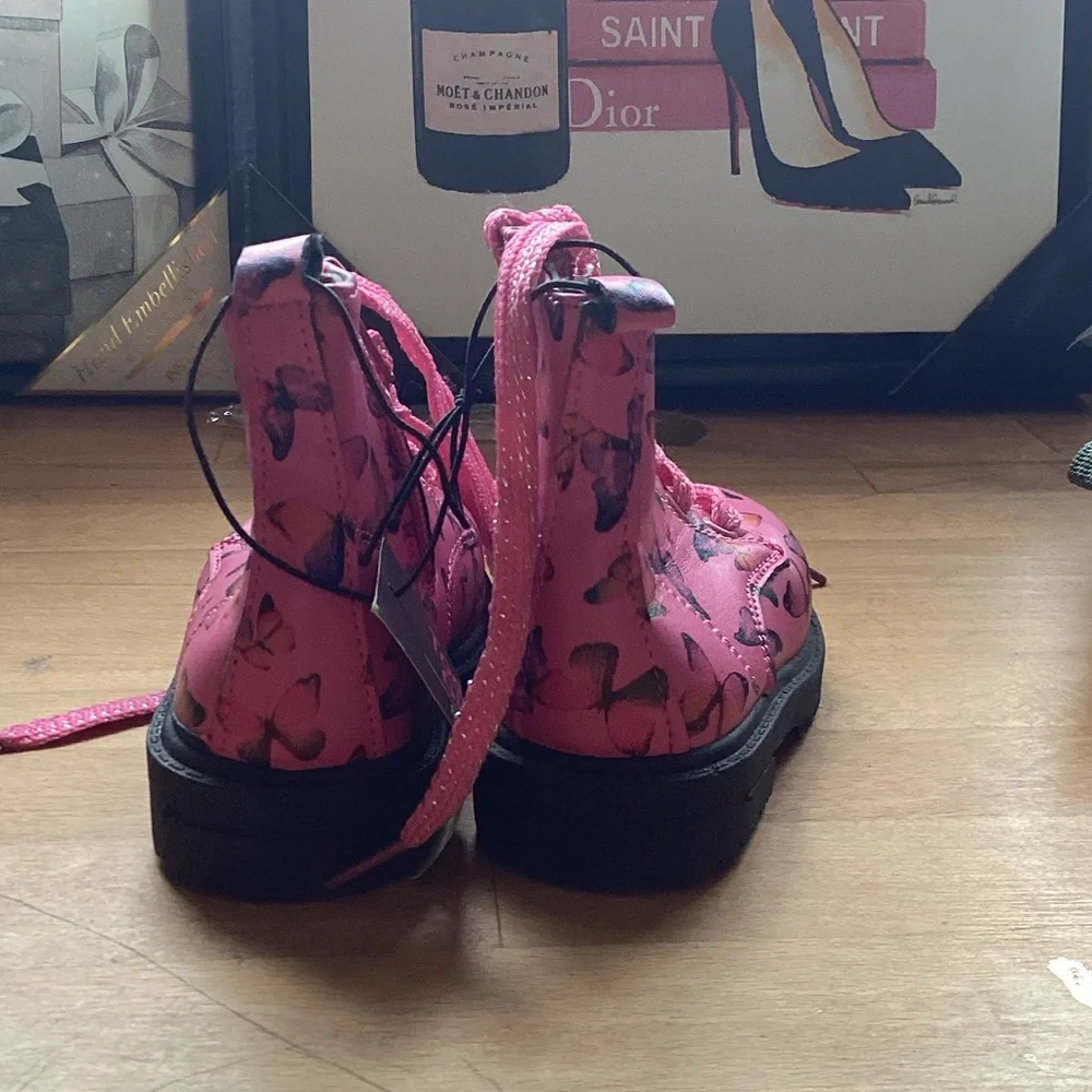 Pink Butterfly Kids Boots